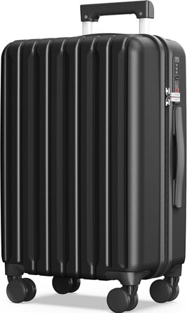 Набір валіз SHOWKOO 2 шт. з жорстким корпусом (65см + 75см), розширюваний, ультралегкий, полікарбонат, з TSA замком та 4 колесами (Чорний, XL/75см)