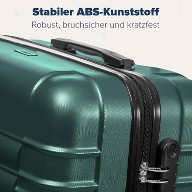 Набір валіз TRVLMORE 3 в 1: жорсткий корпус, ручна поклажа 55x40x20 см, сірий та темно-зелений