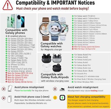 Бездротовий зарядний пристрій 3-в-1 SPGUARD для Samsung Galaxy Watch 8/Ultra/Classic, S25/S25+/S25 Edge/Z Flip 7/Z Fold 7 та Galaxy Buds 3 Pro/2 (Чорний)