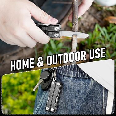 Інструмент BIBURY 10-в-1: мультитул з кліпсою, розрізачем ременя та биттям скла - чорний