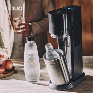 SodaStream E-DUO Titan – сифон для газування води з циліндром CO2 та 2 пляшками (1 скляна 1л, 1 пластикова 1л)