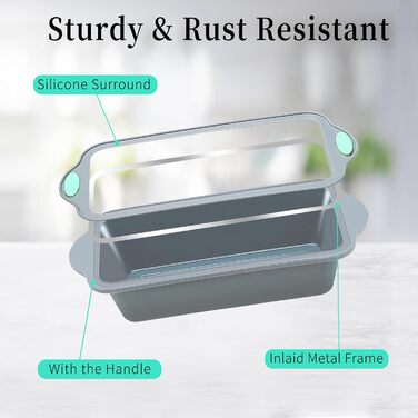 22.9 cm Silicone Bread and Loaf Pans, 2 Pack, Food-Grade Non-Stick Silicone Baking Molds for Baking Banana Bread, Meatloaf, Pound Cake with Metal-Reinforced Frame