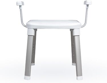 Weinberger Bath Stool Shower Seat with Backrest | Anti-Slip | Supports up to 150 kg | Modern Bathroom Aid for Seniors | Height Adjustable | Model 43906 | White (Bath Stool with Armrests)
