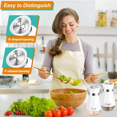 Набір для солі та перцю з нержавіючої сталі з скляною пляшечкою, диспенсер для спецій, аксесуари для кухні, дому, ресторану, обіднього столу (білий)