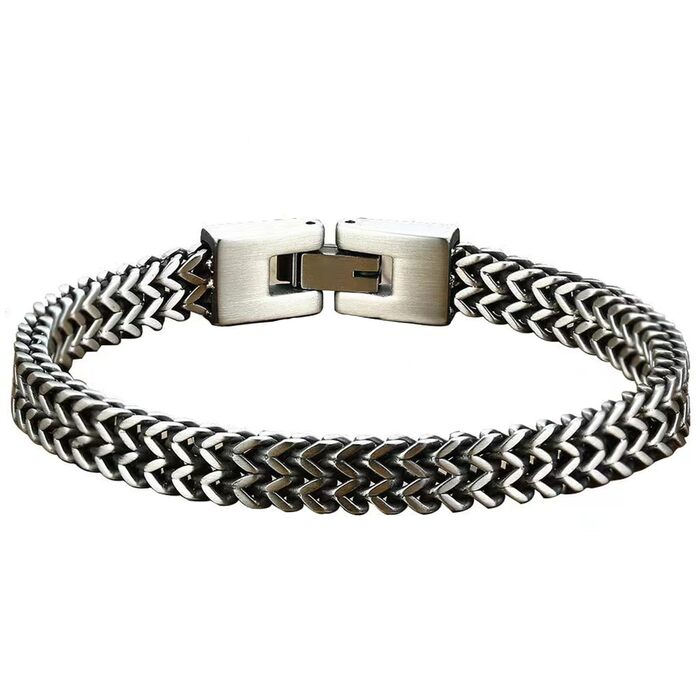 Чоловічий браслет на руку з нержавіючої сталі: подарунок на День батька, День святого Валентина, на день народження. Срібло, золото, ювелірний аксесуар для чоловіків (19 см, Garu)