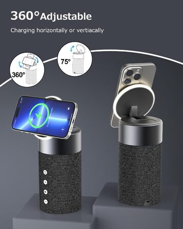 Bluetooth колонка COLSUR з магнітним бездротовим зарядним пристроєм та нічником, сумісна з iPhone 17/16/15/14/13/12, AirPods Pro/4/3/2 - Рожевий (Multicolor)