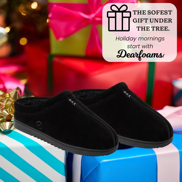 Чоловічі тапочки-клоги Dearfoams з замші для дому та вулиці, розмір 40.5 EU, чорні