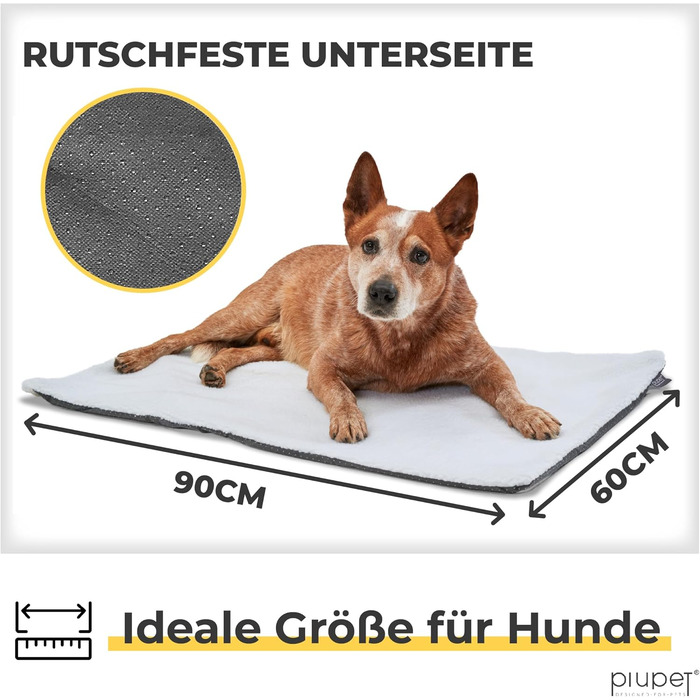 Самогріюча ковдра для собак PiuPet® 90x60 см: тепла, фланелева, без електроенергії, для дивана | Біла