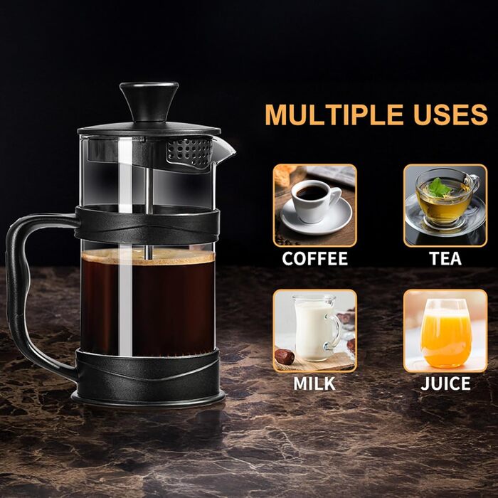 Френч-прес ParaCity для кави, 500 мл: нержавіюча сталь, термостійке скло, холодний спосіб заварювання, ідеальний для дому та подорожей