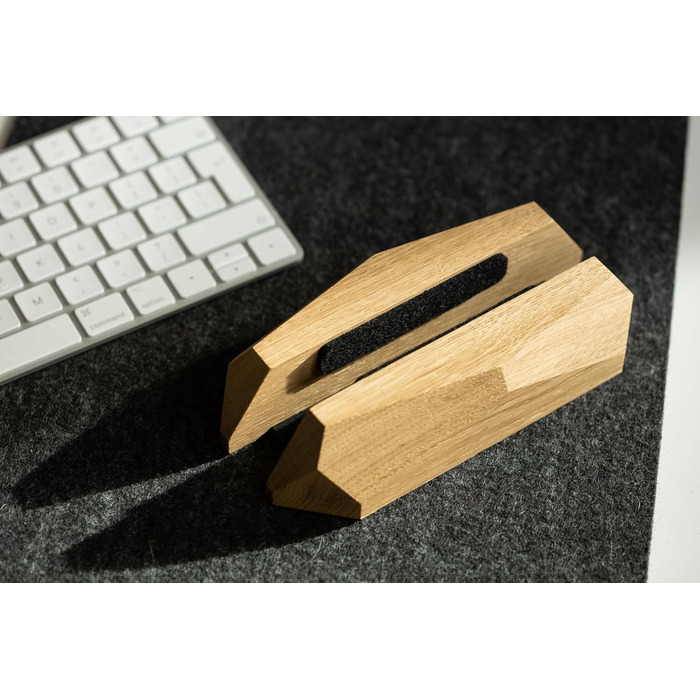 Oakwood Vertical Laptop Stand - Adjustable Wooden Desk Dock for MacBook Pro, MacBook Air, iPad - Handcrafted from Oak Wood