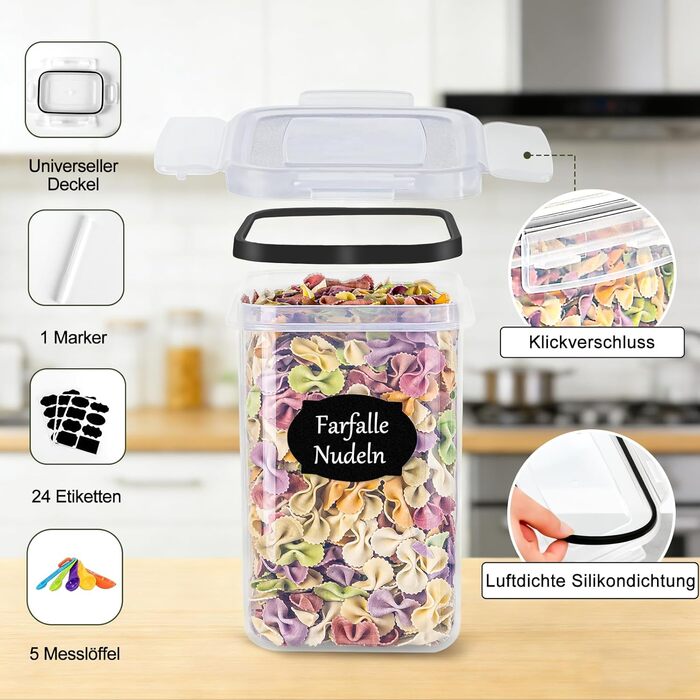 Набір контейнерів для зберігання Haushaltszauber® XXL (42 шт.) | Герметичні контейнери для продуктів | Без BPA, стекуються, прозорі | Для кухні, холодильника та морозильника