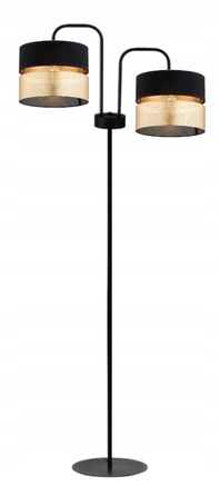 Підлогова торшерна лампа з абажуром, чорно-золота, LED