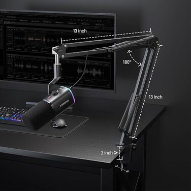 MAONO PD100XS Чорний XLR-USB Мікрофон для Стрімінгу та Запису: Динамічний мікрофон з регулюванням посилення, безшумна кнопка, для подкастів, ігор, YouTube, PS4/5, Mac