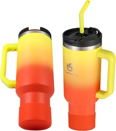 Термокружка Hydro2Go з трубочкою – BPA-free, придатна для миття в посудомийній машині, зберігає тепло 10 годин/холод 12 годин – 1200 мл, колір Sun