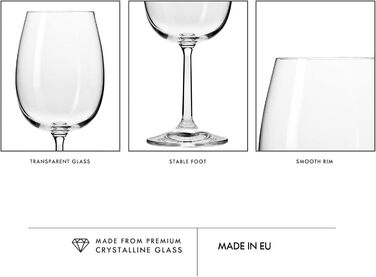 Набір келихів для вина Krosno Rotwein 6 шт. 350 мл - склянка для червоного вина, безпечне скло, для дому, ресторану, вечірки