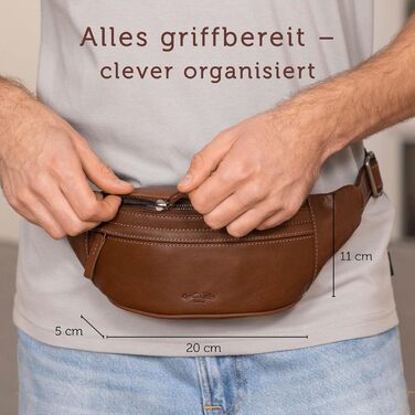 Чоловіча та жіноча поясна сумка Gusti Leather Spencer I з натуральної шкіри, регульований ремінь, темно-коричнева