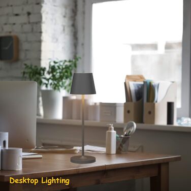 LED акумуляторна настільна лампа K-Bright диммер | для дому та вулиці | тепле світло | з USB зарядкою | антрацит