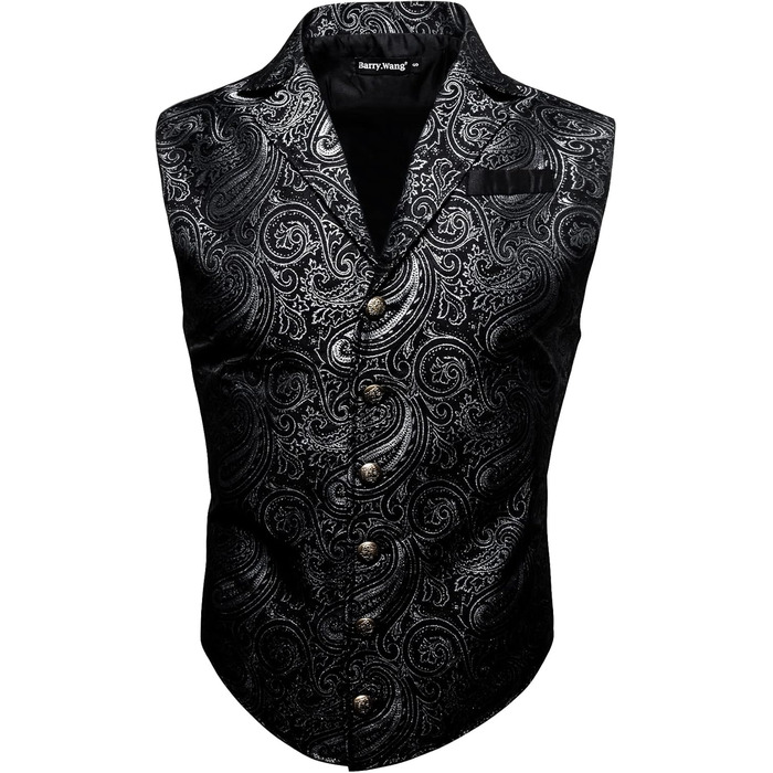 Жилет чоловічий Вікторіанський Стимпанк Готичний з Пайслі. Чорний/Сріблястий. Для вечірок, Halloween, формальних заходів