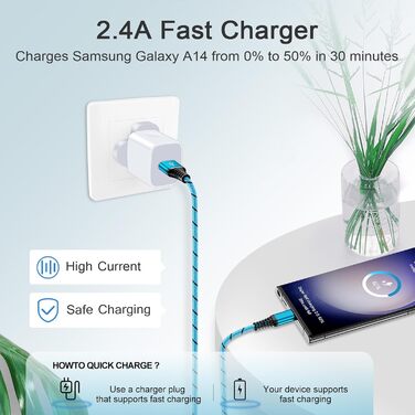 Кабель USB Type-C, 3 шт. [3M+2M+1M] для Samsung, Huawei, Xiaomi. Швидка зарядка, передача даних, нейлон