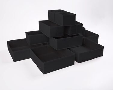 Large Drawer Organization System 12-Piece Set of White Boxes Storage Organizer Drawer Closet Organizer Storage Box Closet Organizer (Black, 4=28x28x10cm, 6=28x14x10cm, 2=14x14x10cm)