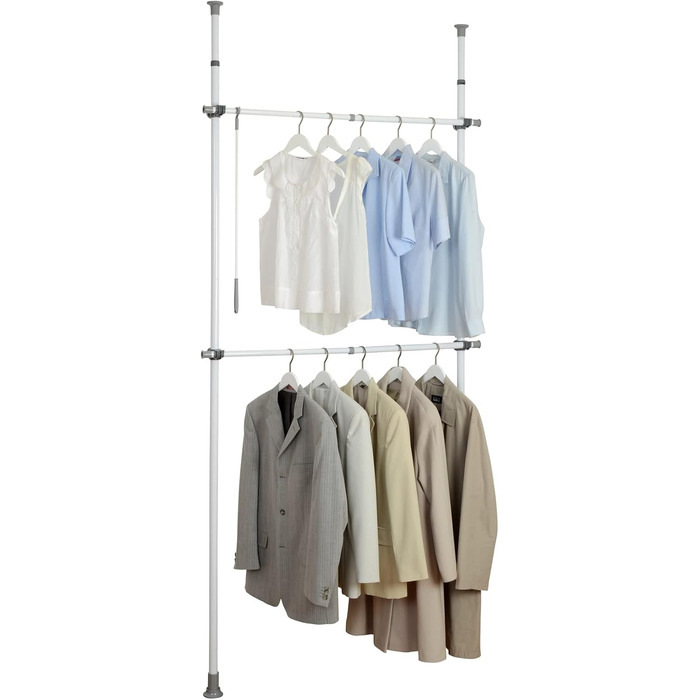 WENKO Telescopic Wardrobe System Hercules Basic (White, Single)