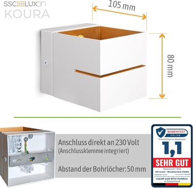 Настінна лампа KOURA SSC-LUXon (2 шт.) - чорна та золота, з розрізом для світла, для LED G9, для сходищ, коридору