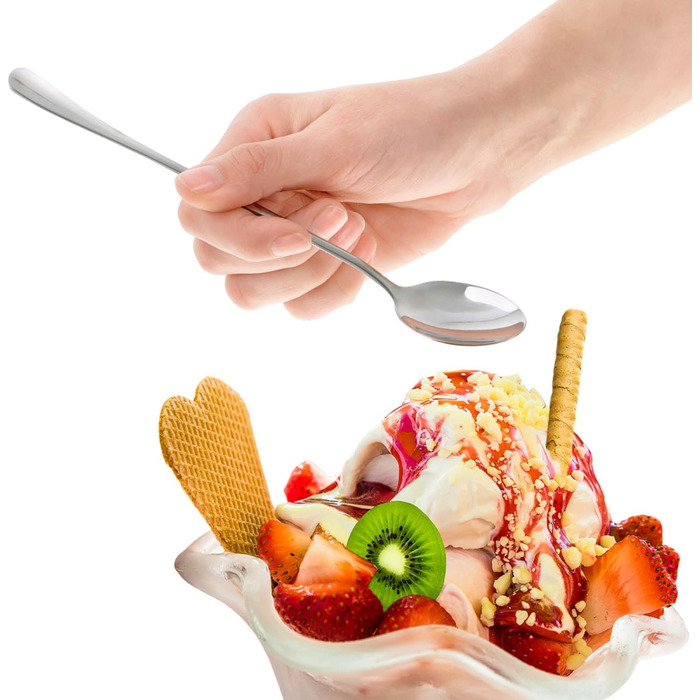 Набір ложок Com-Four® 12 шт. з нержавіючої сталі з довгим руків'ям (17/19.5 см) для коктейлів, чаю, кави, молочних коктейлів, матча, холодних напоїв та десертів