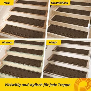 Килимок на сходи JSEI, антиковзаючий, набір з 15 шт., 20.3 x 76.2 см, машинного прання, самоклеючий, для дітей, літніх людей та домашніх тварин, 100% поліестер, TPE-підкладка, темно-сірий