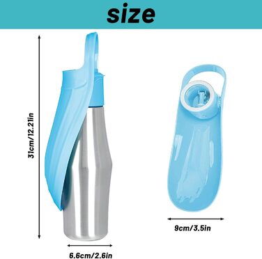 Водяна пляшка для собак ZoneYan 750 мл з нержавіючої сталі, портативна, витокозахисна, для подорожей, парків, кемпінгу, походів (світло-блакитна)