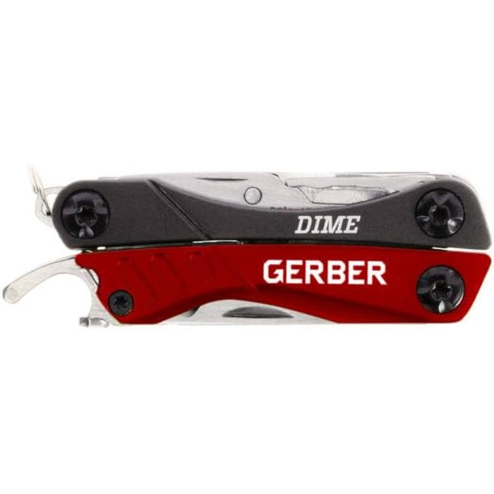 Gerber Multi-tool with 12 functions, Dime Pocket Multi-tool, Black, 1014030 (Red (EU))