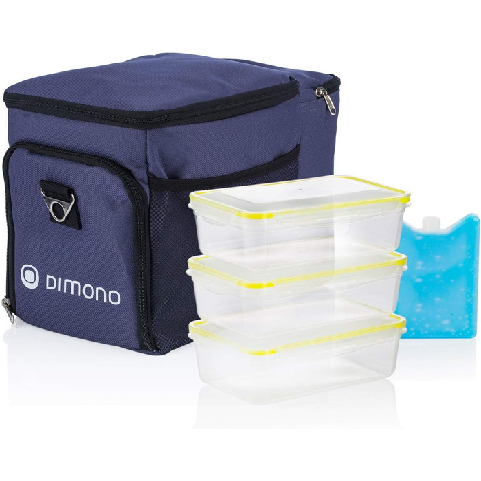 Кühlertasche Dimono® 15L: сумка-холодильник з 3 контейнерами для їжі та акумулятором холоду, блакитна