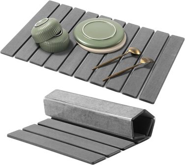 Килимок для посуду Abtropfmatte, 60x40 см, швидковисихаючий, сірий для кухні