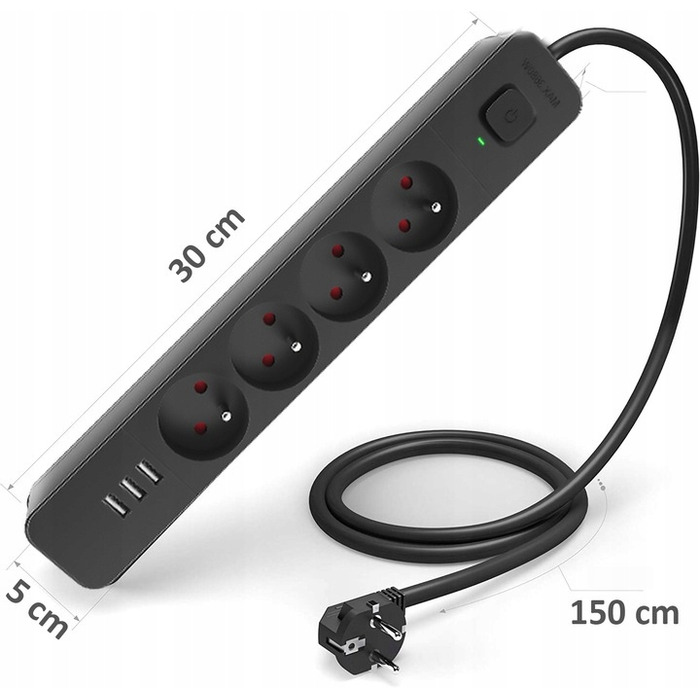 Мережевий фільтр Defender SFS 135, 5 м, 4 розетки, 3x USB