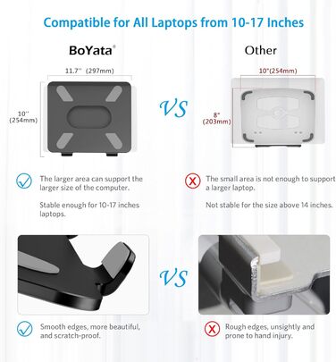 Adjustable Aluminum Laptop Stand - Ventilated Laptop Holder for 10-17 inch Laptops - Compatible with MacBook, Dell, HP, Samsung, Acer