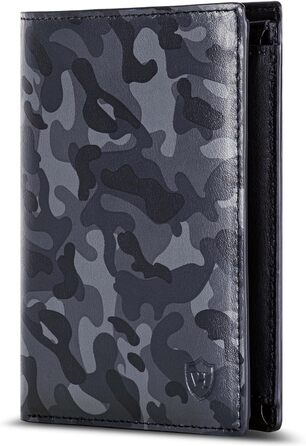 VON HEESEN Leather Wallet RFID Protection | Real Leather Wallet for Women & Men | Portemonnaie, Brieftasche, Wallet, Portmonee (Camouflage Grey)