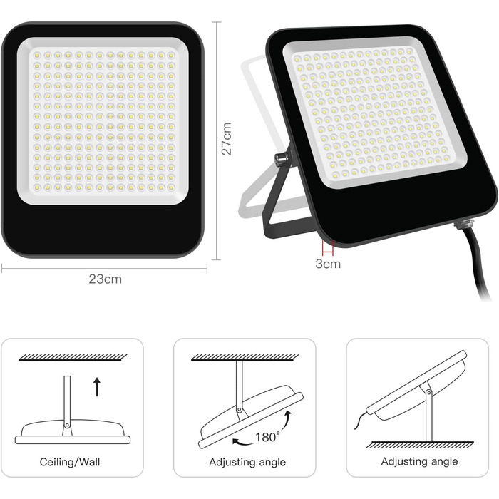 LED Floodlight Outdoor Warm White 3000K, Super Bright LED Floodlight 20000LM LED Spot Light Floodlight IP65 Waterproof Outdoor Security Light for Backyard, Driveway, Garage, Hallway, Garden (Cool White, 150W)