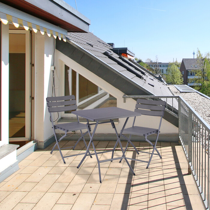 Relaxdays Balcony Furniture Set, 3-Piece, Wood-Look