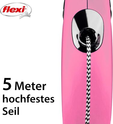 Рулетка для собак Flexi Classic S, 5 м, рожева (до 12 кг)