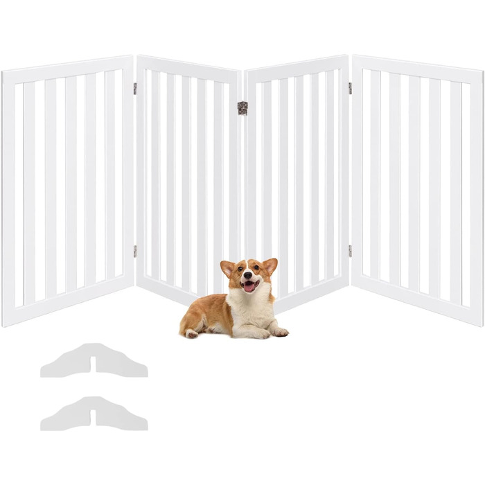 Захисний бар'єр для собак Costway, 89 см, 4 панелі, дерев'яний, розкладний, для дітей, захист від сходів, білий