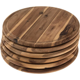 SIDCO Meat Platter Acacia 6 x Wooden Platters Snack Platter Bread & Cheese Board Cutting Board Ø 30 cm