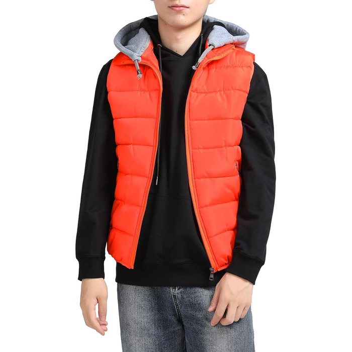 Чоловіча степкова жилетка YOUTHUP з капюшоном, тепла зимова жилетка для активного відпочинку, спортивна жилетка, оранжевого кольору (S)