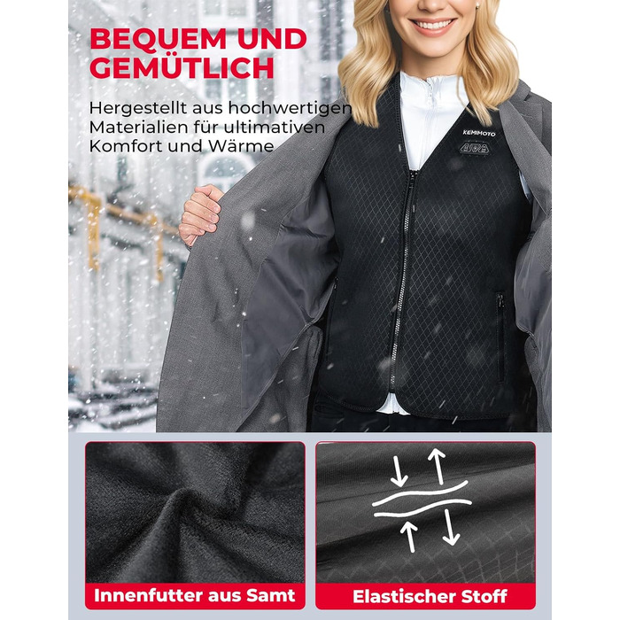 Обогреваемая жилетка KEMIMOTO для женщин с 6 зонами обогрева, 3 уровня нагрева, USB, для мотоцикла, активного отдыха, кемпинга, катания на лыжах, походов, аккумулятор 10000mAh