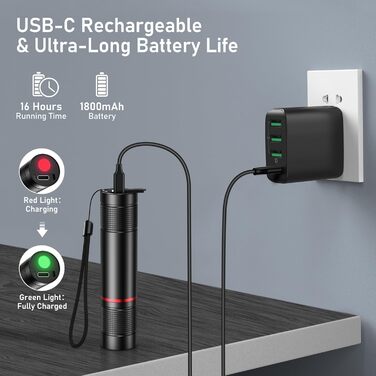 LED ліхтарик Blukar: надпотужний, з регулюванням фокусу, 4 режими, водонепроникний, для кемпінгу, туризму, надзвичайних ситуацій (2 шт.)