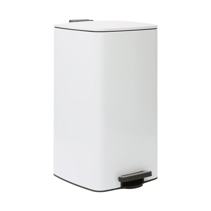 Сміттєвий відер з педаллю Harbour Housewares, 30 л, квадратний, нержавіюча сталь, білий, для кухні