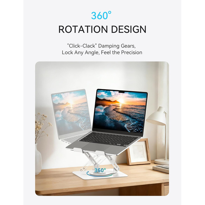 Підставка для ноутбука Soundance: регульована висота, 360° обертання, для екранів 10-15.6 дюймів, чорна