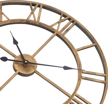 SkyNature Wall Clock Large, European Industrial Vintage Wall Clock with Roman Numerals, Silent No Ticking Sounds Metal Wall Clock, Decorative Wall Clock for Living Room, Kitchen, Bedroom, Office - Bronze, 35cm