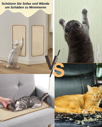 Килимок для котів JanYoo від подряпин, сизаль, 60x25 см (2 шт.), коричневий/бежевий