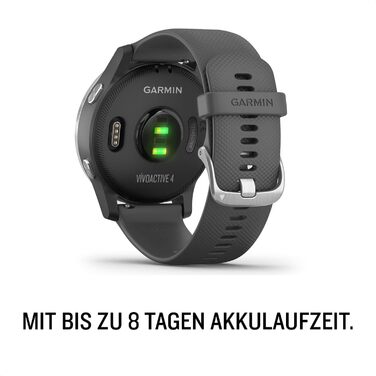 Розумний годинник Garmin vívoactive 4 – водонепроникний фітнес-трекер з GPS, планами тренувань, вимірюванням пульсу, 20 спортивних додатків, 8 днів роботи від акумулятора, безконтактна оплата [Відновлений]