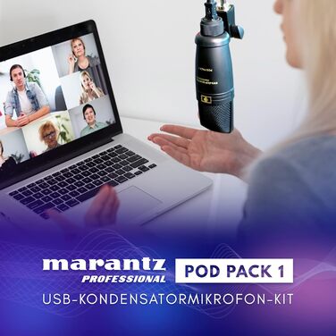 Мarantz Professional MPM-1000U - USB Конденсаторний мікрофон з великою мембраною та нирковою характеристикою для подкастів, студії, геймінгу. Комплект Pod Pack 1
