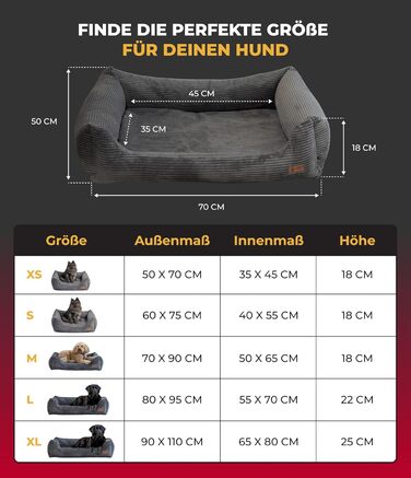 Ортопедичне собаче ліжко HS-Hundebett® Deluxe Cord: м'яке, зручне, зелене, 70x90 см, для великих собак, знімний чохол, неслизьке, зроблено в Німеччині